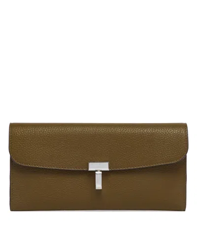 Totême Green T-lock Leather Wallet In Brown