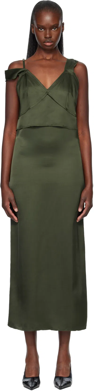 Totême Green V-neck Slip Maxi Dress