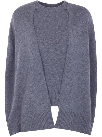 Totême Toteme Grey Cashmere Cape Sweater In Blue
