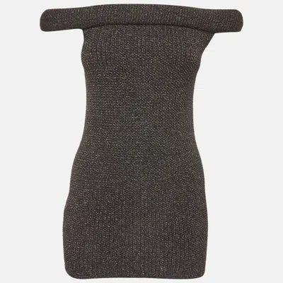 Pre-owned Totême Grey Lurex Knit Off-shoulder Roll Top S