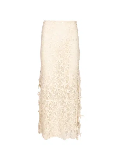 Totême Guipure Lace Tassel-trim Maxi Skirt In Pink