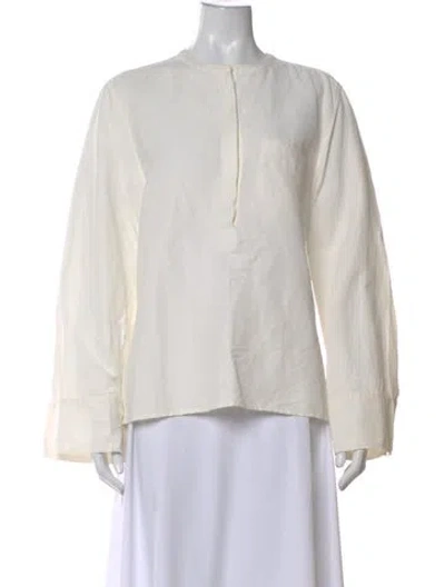 Pre-owned Totême Half Button Linen Shirt Linen Top In White