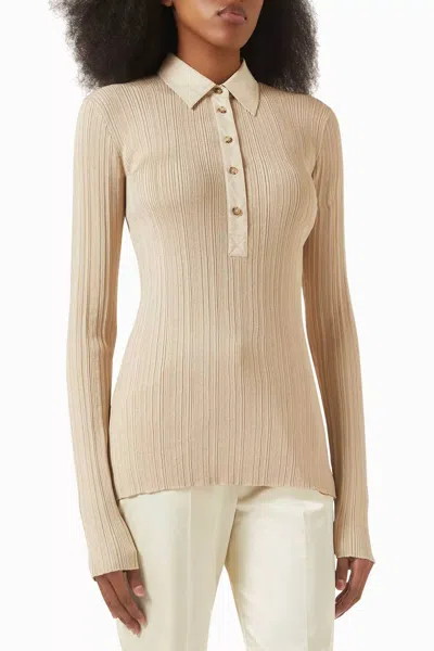 Totême Half-placket Knit Shirt In Neutral