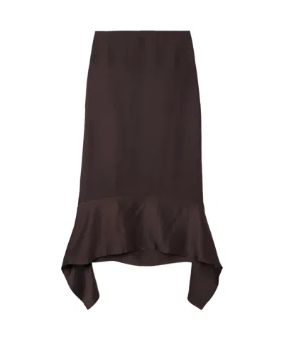 Totême Half Skirt With Lotus Leaf Edge In Brown