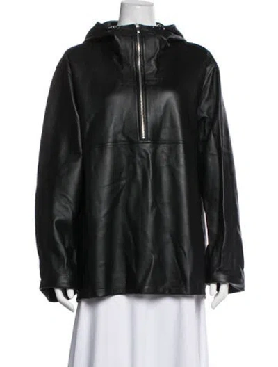 Pre-owned Totême Half Zip Leather Anorak Lamb Leather Jacket In Black
