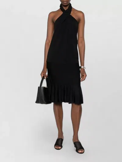 Totême Halter Neck Backless Midi Dress Flared In Black