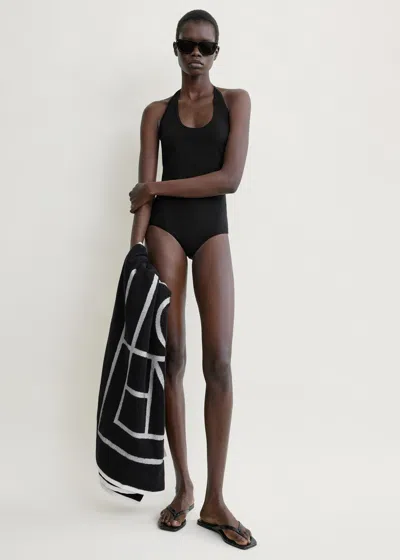 Totême Halter Tie Swimsuit Black
