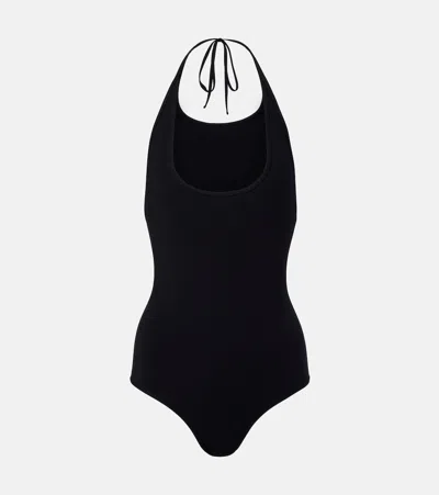 Totême Halterneck Tie-fastening Swimsuit In Black