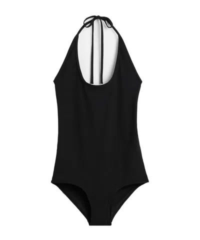 Totême Halterneck Tie-fastening Swimsuit In Black