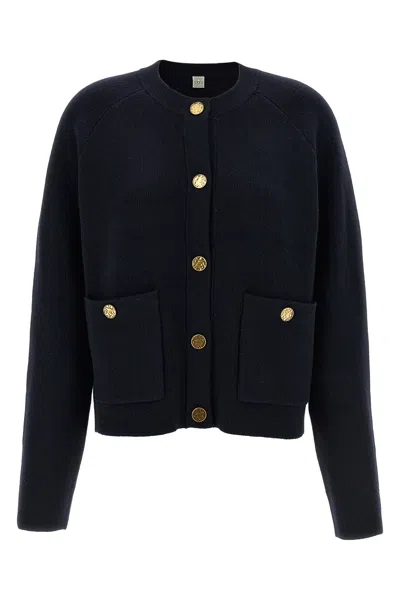 Totême 'hammered Button' Cardigan In Blue