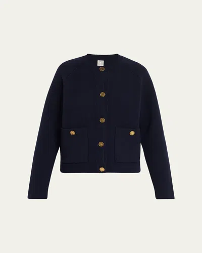 Totême Hammered Button Cardigan In Blue
