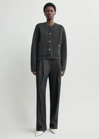 Totême Hammered Button Cardigan Charcoal In Animal Print