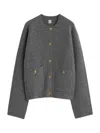Totême Womens Grey Melange Hammered Button Round-neck Wool-blend Cardigan Xs In Gray