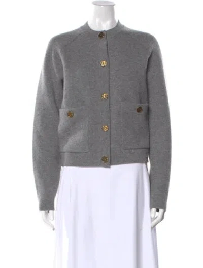 Pre-owned Totême Hammered Button Cardigan Wool Sweater In Gray