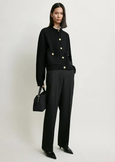 Totême Hammered Button Cotton Cardigan Black