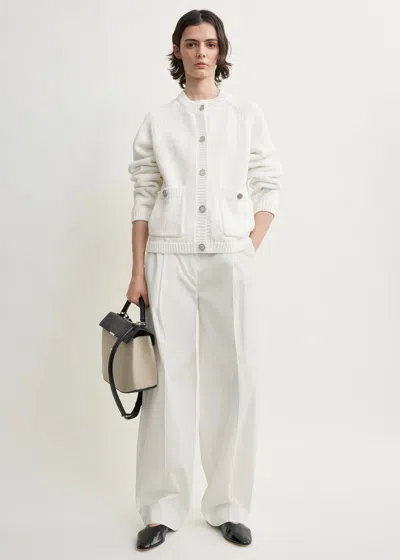 Totême Hammered Button Cotton Cardigan White