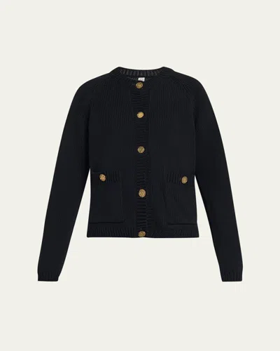 Totême Hammered Button Knit Cardigan In Black