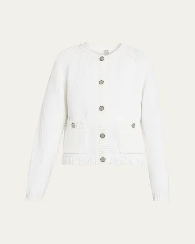 Totême Hammered Button Knit Cardigan In White