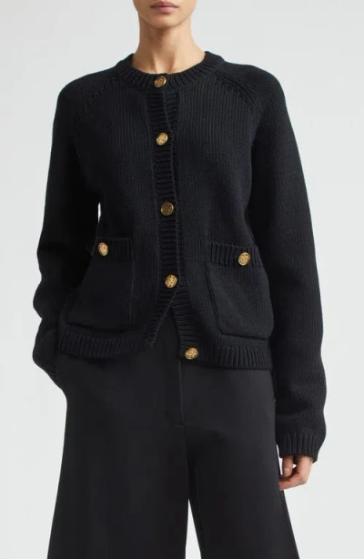 Totême Toteme Hammered Button Organic Cotton Cardigan In Black