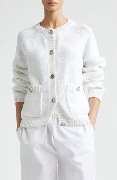 Totême Toteme Hammered Button Organic Cotton Cardigan In White