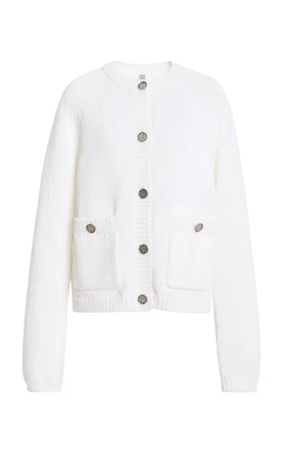 Totême Toteme Hammered-button Cotton Cardigan In White