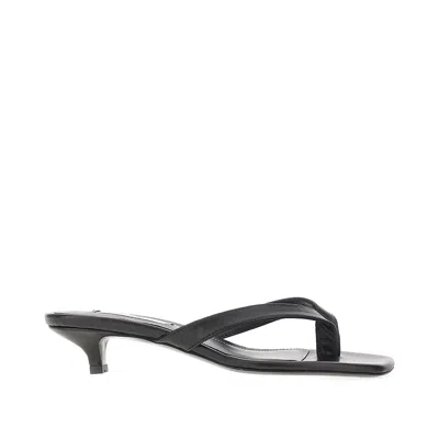 Totême Heeled Leather Thong Slides In Black