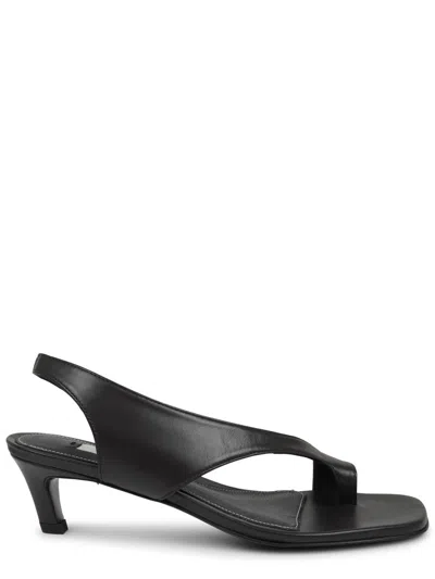 Totême Minimalist Black Heeled Sandal With Elegant Toe Loop In Multi