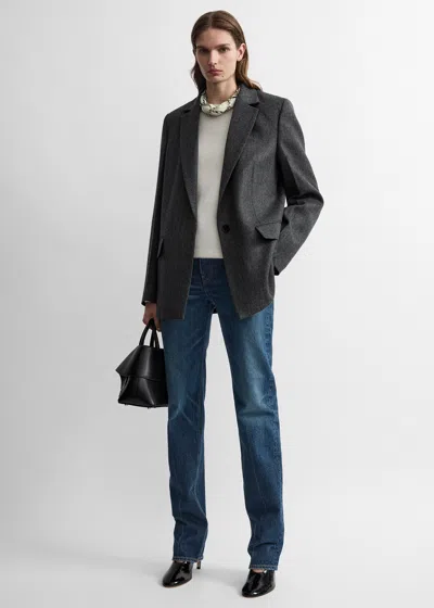 Totême Herringbone Blazer Grey Melange In Gray
