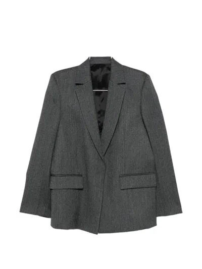 Totême Herringbone-pattern Wool Blazer In Gray