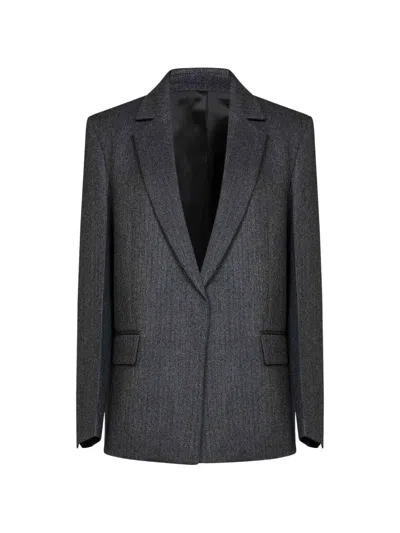 Totême Herringbone-pattern Wool Blazer In Grey