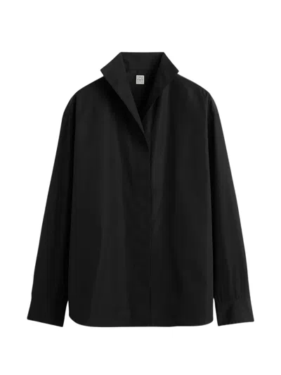 Totême Sharp Oversized Cotton-poplin Shirt In Black