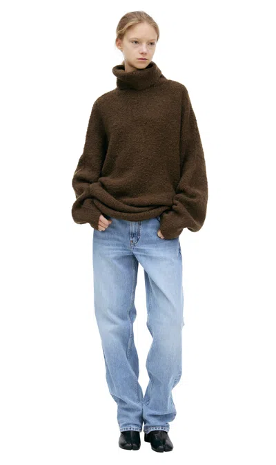 Totême High Collar Sweater In Brown