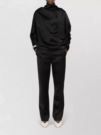 Totême High Collar Top Relaxed Fit Draped In Black