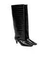 Totême Croc-effect Leather Knee-high Boots In Black