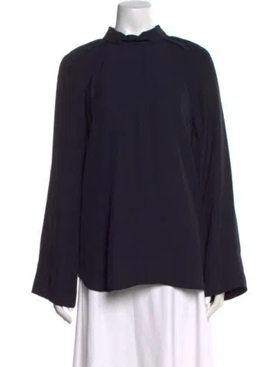 Pre-owned Totême High Neck Crepe Blouse Long Sleeve Top In Black