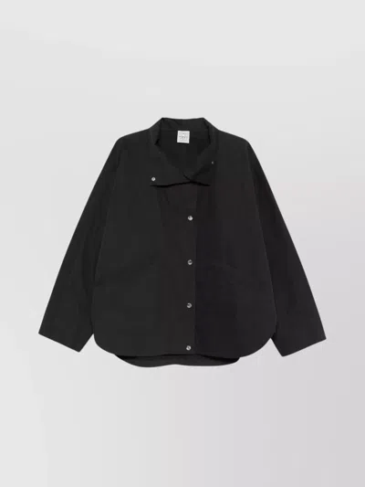 Totême High Neck Relaxed Fit Jacket With Pockets In Black