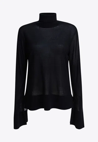 Totême High-neck Ribbed Sweater In Black
