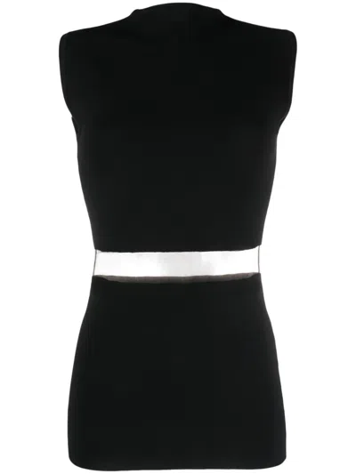 Totême Semi-sheer Sleeveless Top In Black