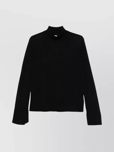 Totême High Neck Slit Sleeve Knitwear In Black