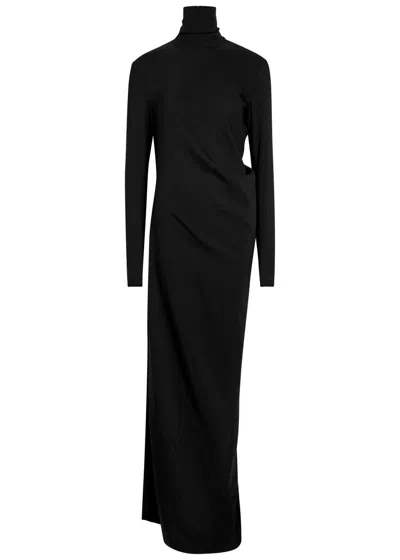 Totême Toteme High-neck Stretch-crepe Maxi Dress In Black