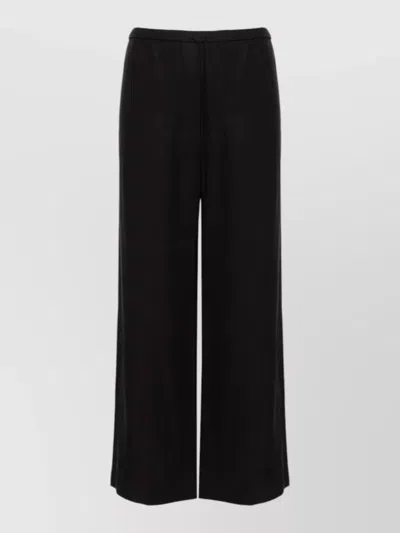 Totême Linen Blend Trousers Wide Leg Cut In Black