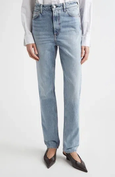 Totême Toteme High Waist Organic Cotton Slim Leg Jeans In Blue
