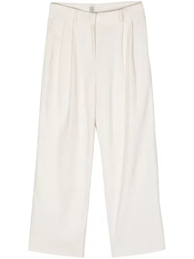 Totême High-waist Palazzo Corduroy Trousers In Neutrals