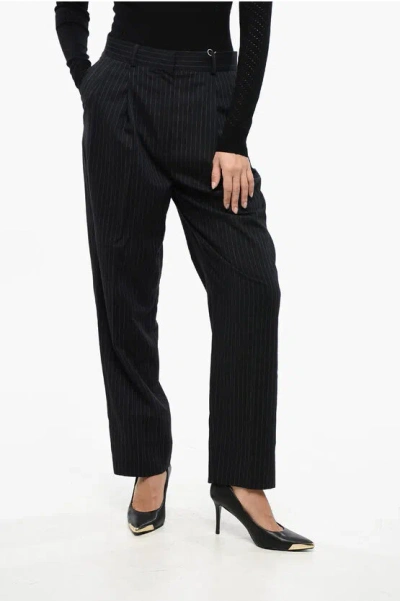 Totême High Waist Pinstriped Double Pleat Pants Grösse 40 In Black