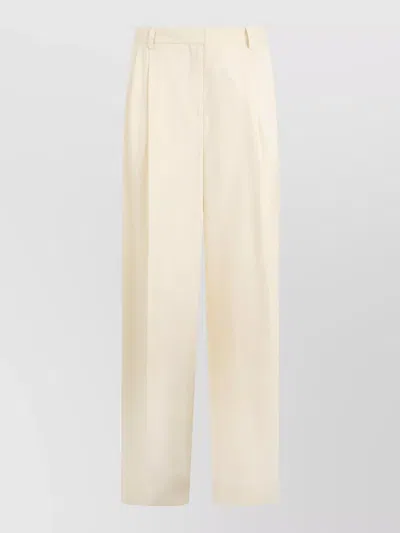 Totême High Waist Pleated Trousers Straight Cut In White