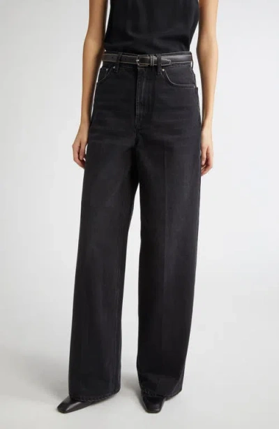 Totême Toteme High Waist Wide Leg Jeans In Black