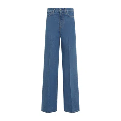 Totême High-waisted Wide-leg Denim Pants With Classic Five-pocket Design In Blue
