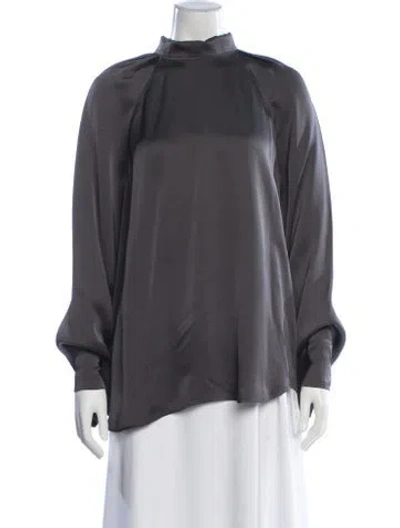 Pre-owned Totême High-neck Crepe Blouse Mock Neck Blouse In Brown