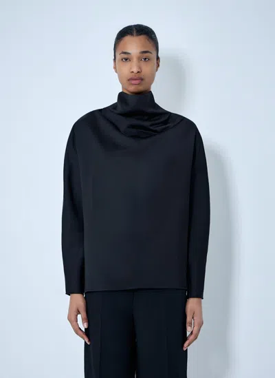 Totême High-neck Long Sleeve Top In Black
