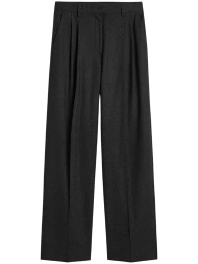 Totême Toteme High-waist Pleated Wool Trousers In Black